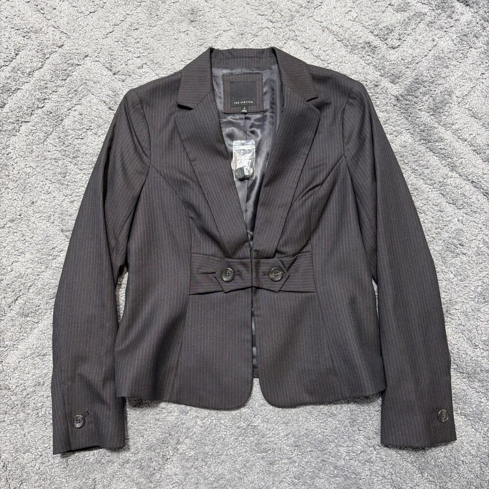 The Limited Stretch Womens 12 Gray Fitted Career Blazer Jacket NWT See Measure